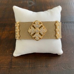 Gold rhinestone suede bracelet- new with tags